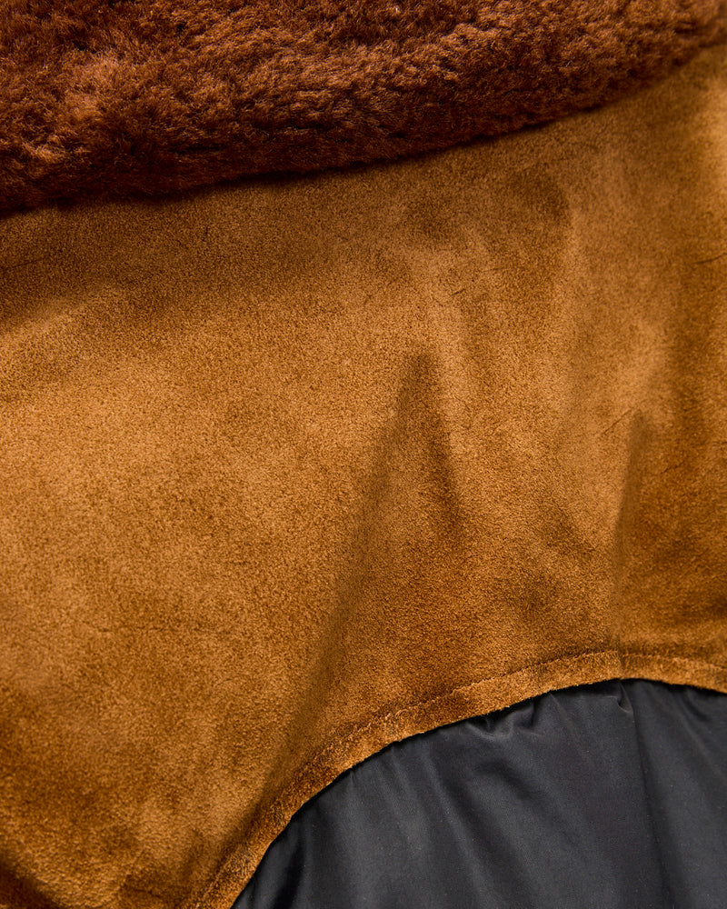 Quilted Shearling-Collar Jacket in Onyx