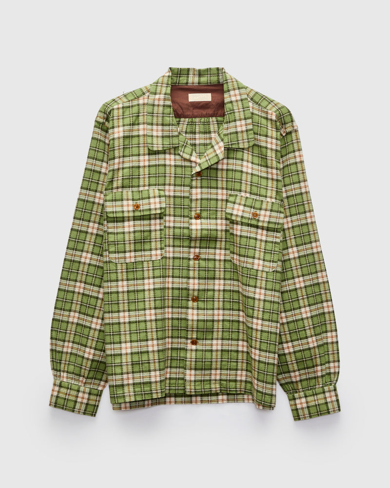 MSP-5036 Check Open Shirt in Green