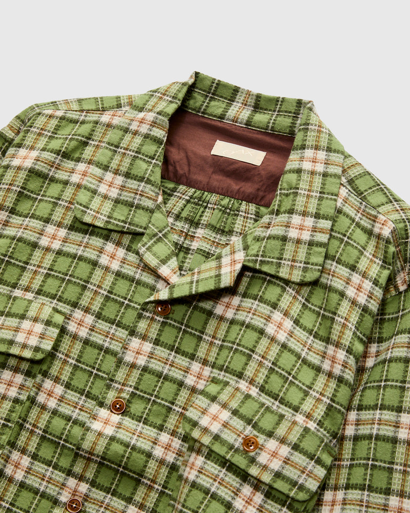 MSP-5036 Check Open Shirt in Green
