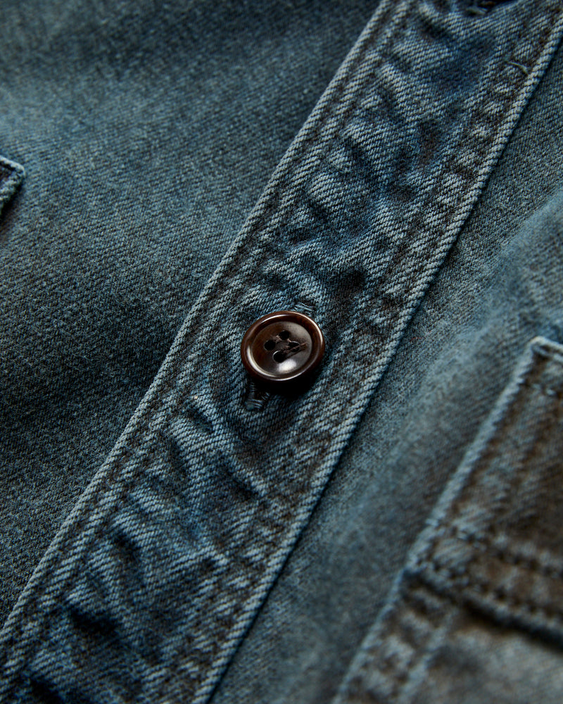 "Kasane No Irome" Dyed Denim Work Shirt in Indigo/Persimmon