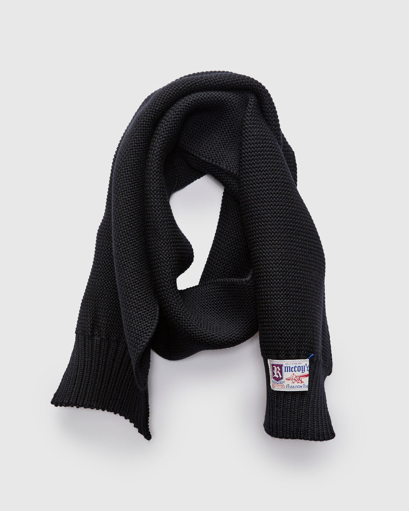 Wool Knit Scarf in Navy