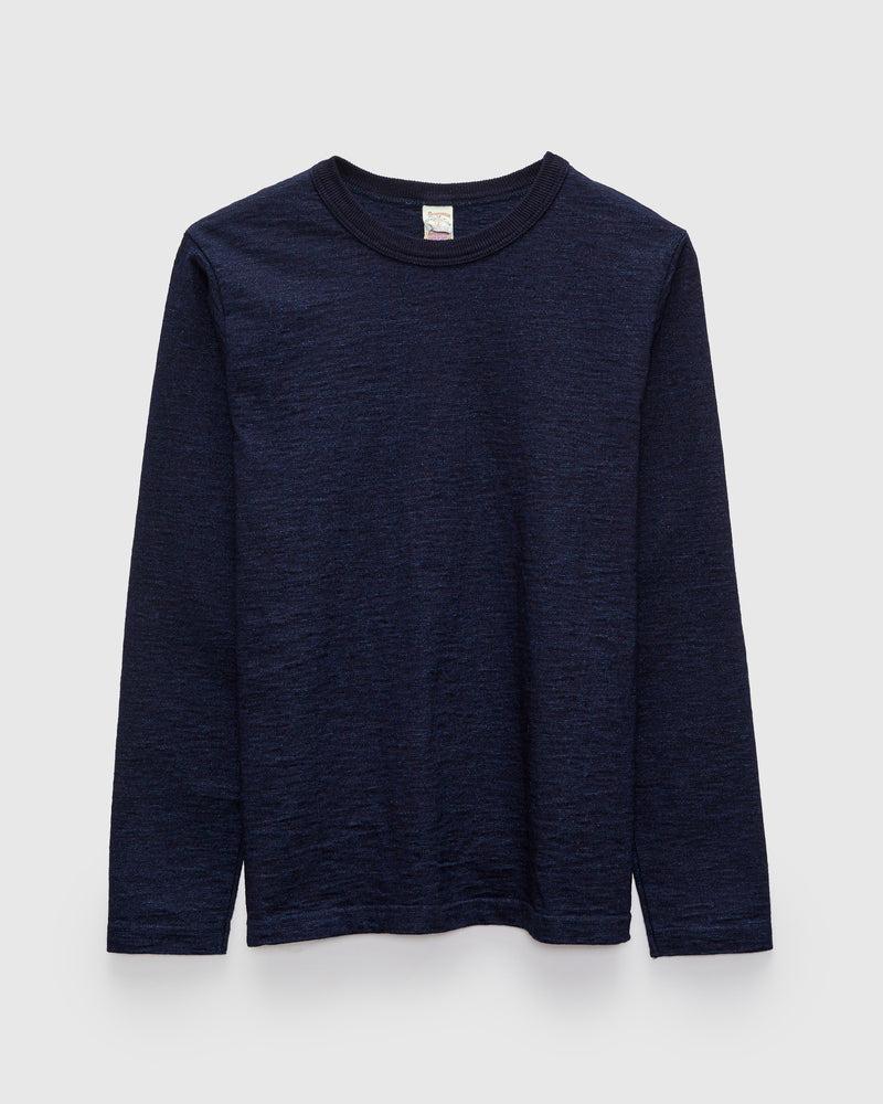 No. 7 Yarn Dyed Long Sleeve T-Shirt in Indigo