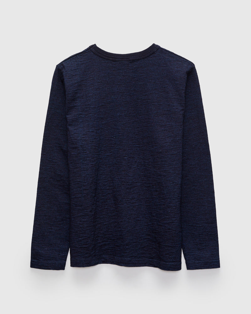 No. 7 Yarn Dyed Long Sleeve T-Shirt in Indigo
