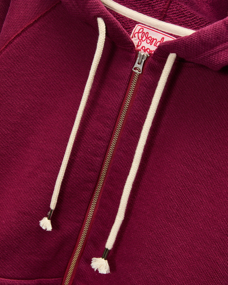 Double Heavyweight French Terry 25.8oz Zip Hoodie in Burgundy
