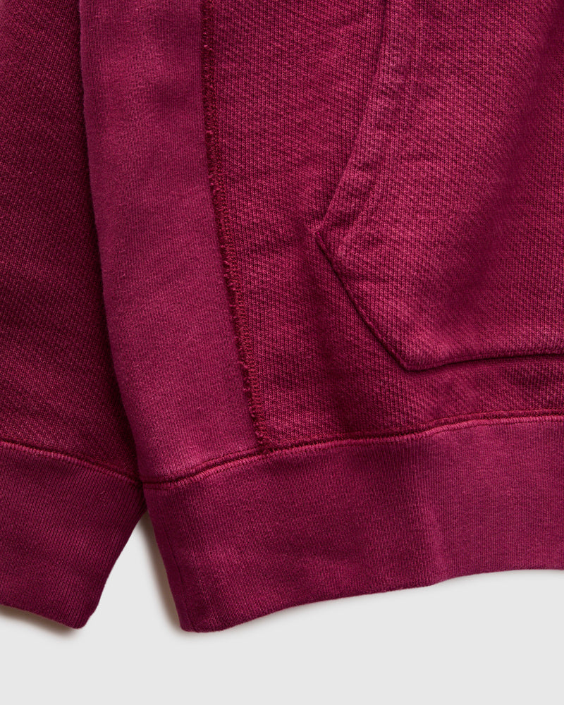 Double Heavyweight French Terry 25.8oz Zip Hoodie in Burgundy