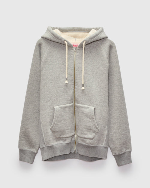 Double Heavyweight French Terry 25.8oz Zip Hoodie in Heather Grey