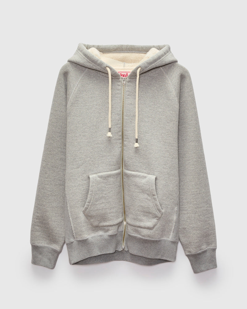 Double Heavyweight French Terry 25.8oz Zip Hoodie in Heather Grey