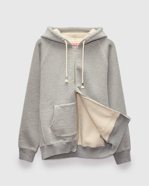 Double Heavyweight French Terry 25.8oz Zip Hoodie in Heather Grey