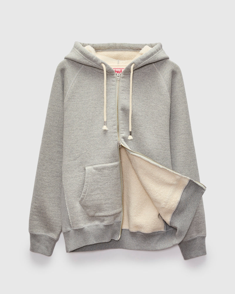 Double Heavyweight French Terry 25.8oz Zip Hoodie in Heather Grey