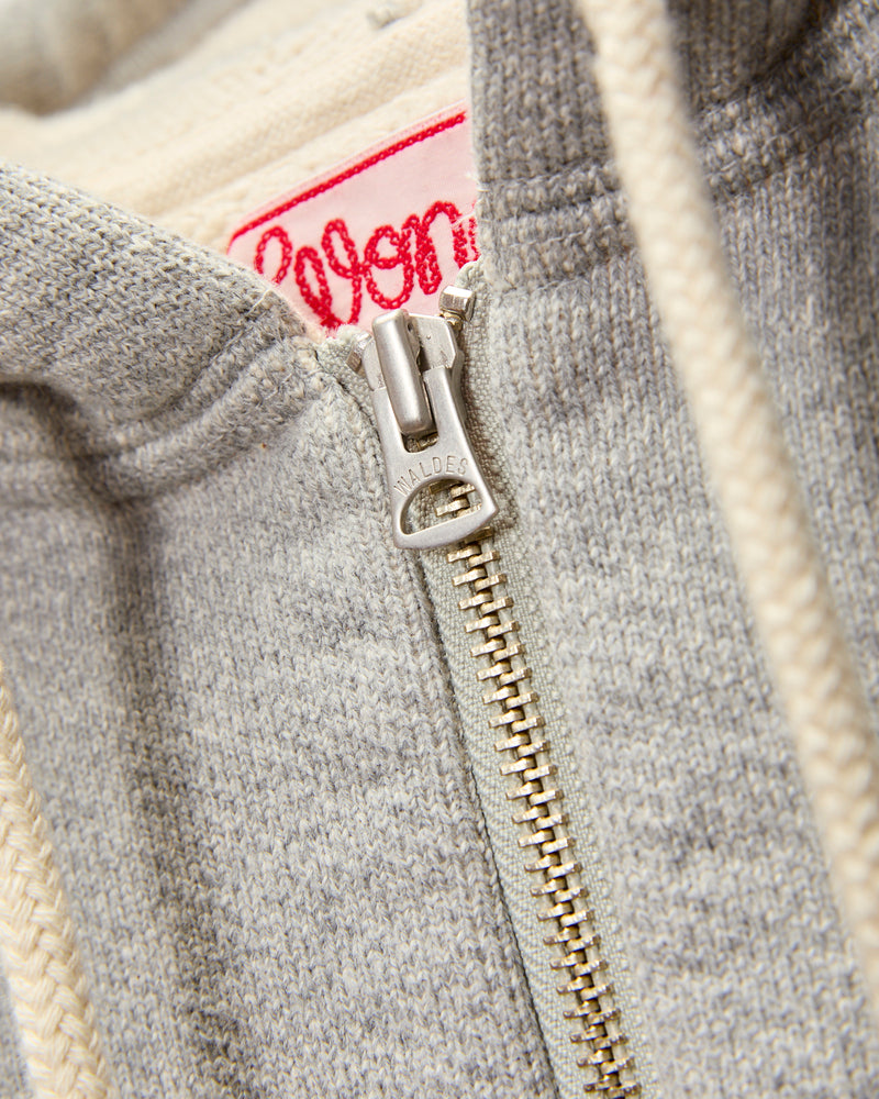 Double Heavyweight French Terry 25.8oz Zip Hoodie in Heather Grey