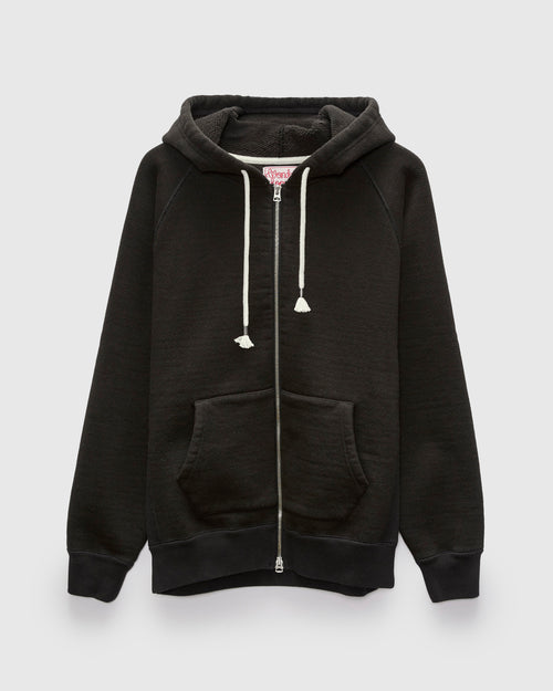 Double Heavyweight French Terry 25.8oz Zip Hoodie in Sumi Black