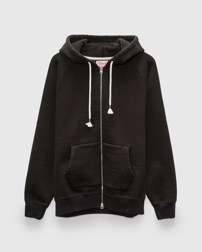 Double Heavyweight French Terry 25.8oz Zip Hoodie in Sumi Black