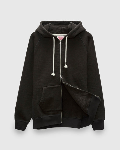 Double Heavyweight French Terry 25.8oz Zip Hoodie in Sumi Black