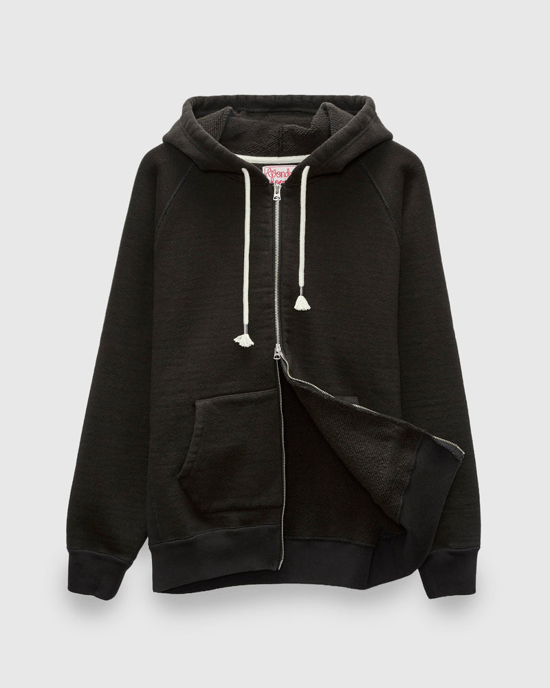 Double Heavyweight French Terry 25.8oz Zip Hoodie in Sumi Black