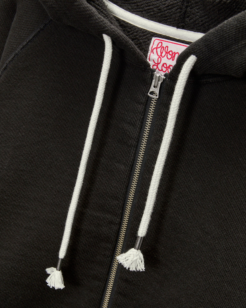 Double Heavyweight French Terry 25.8oz Zip Hoodie in Sumi Black