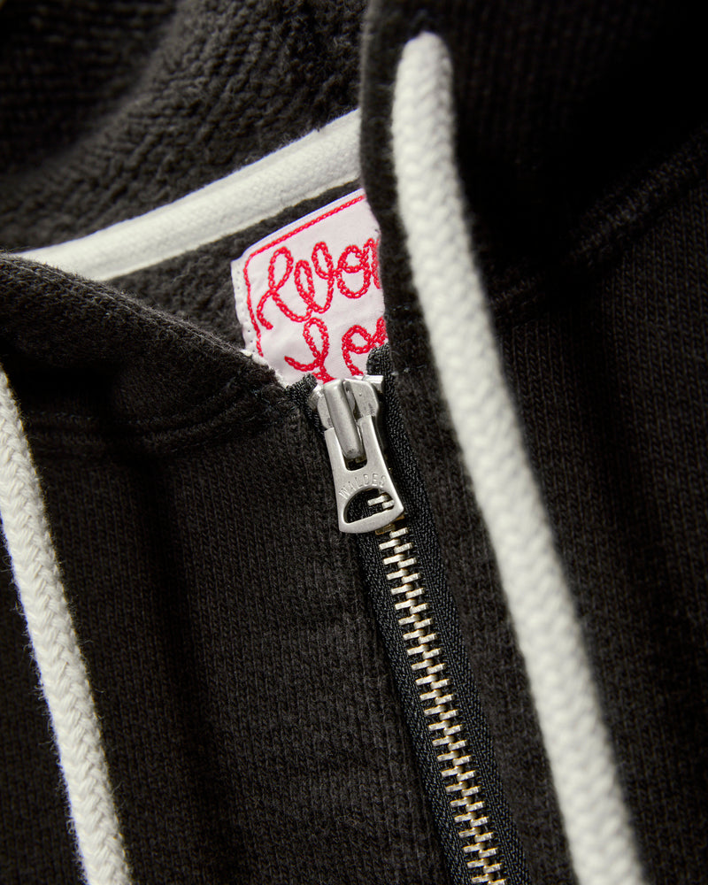 Double Heavyweight French Terry 25.8oz Zip Hoodie in Sumi Black