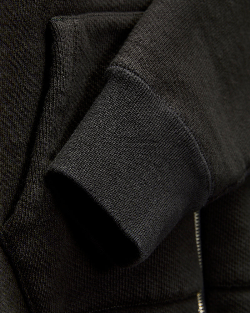 Double Heavyweight French Terry 25.8oz Zip Hoodie in Sumi Black