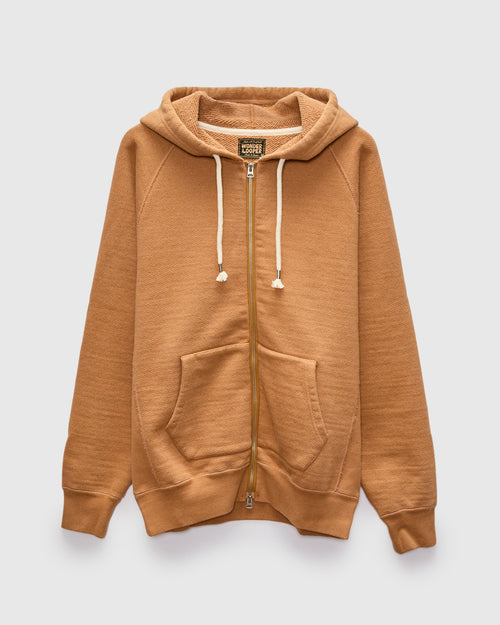 Fox 80 Double Heavyweight French Terry Zip Hoodie in Brown
