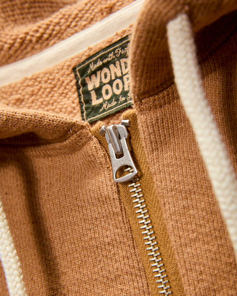 Fox 80 Double Heavyweight French Terry Zip Hoodie in Brown