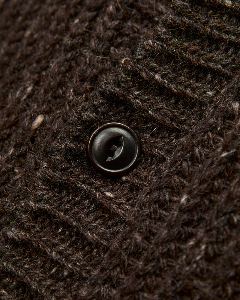 Fisherman Cardigan in Umber Tweed