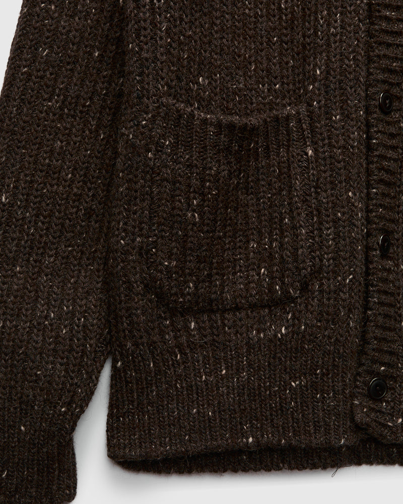 Fisherman Cardigan in Umber Tweed