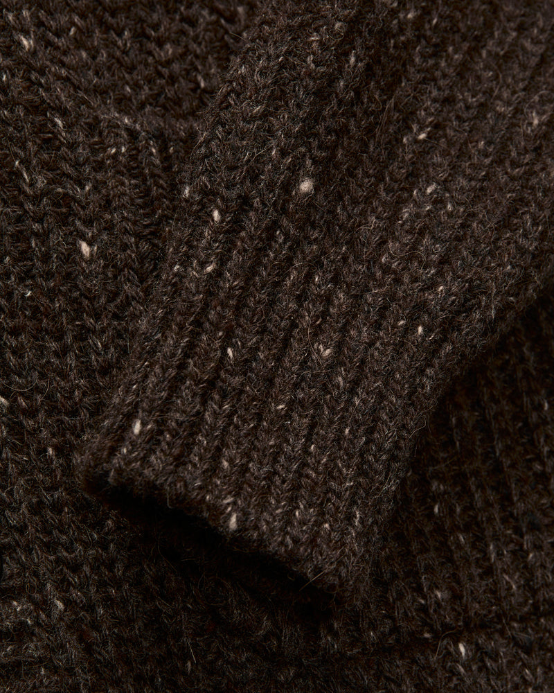 Fisherman Cardigan in Umber Tweed
