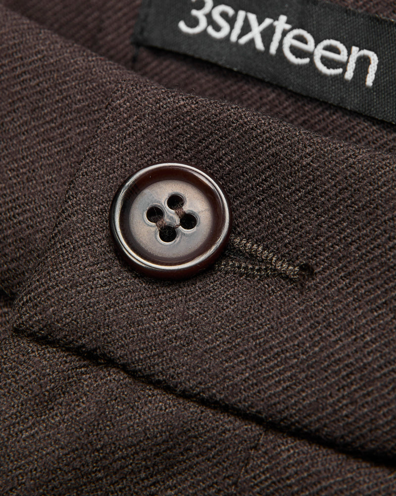 Pleated Trouser in Brown Wool Flannel