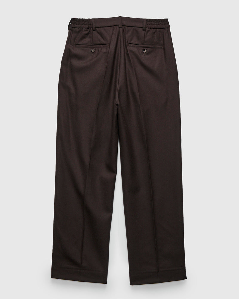 Pleated Trouser in Brown Wool Flannel