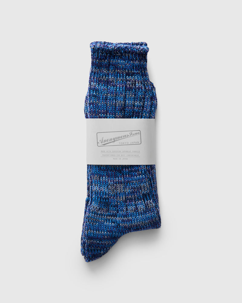 Melange Crew Sock in Cobalt