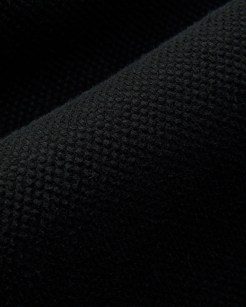 Double Cloth Sashiko Wide Tuck Trousers in Black