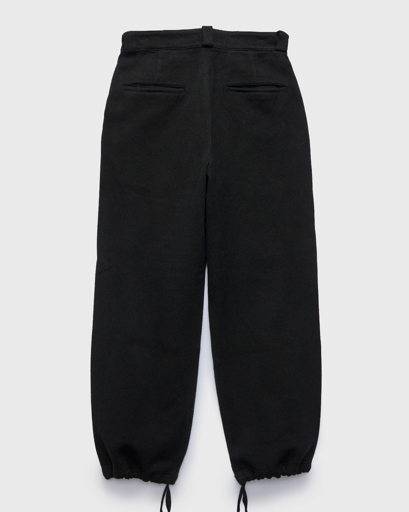 Double Cloth Sashiko Wide Tuck Trousers in Black