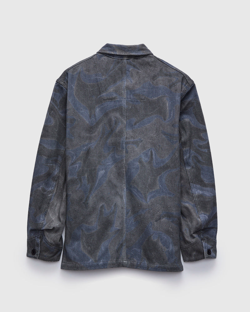 Fine Sashiko Coverall Jacket in Sumi Nagashi
