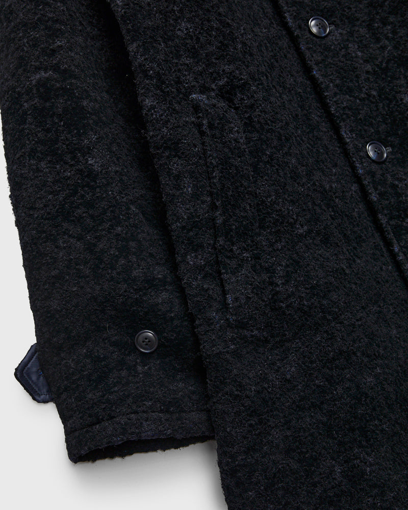 Flock Loop Yarn Balmacaan Coat in Dark Navy
