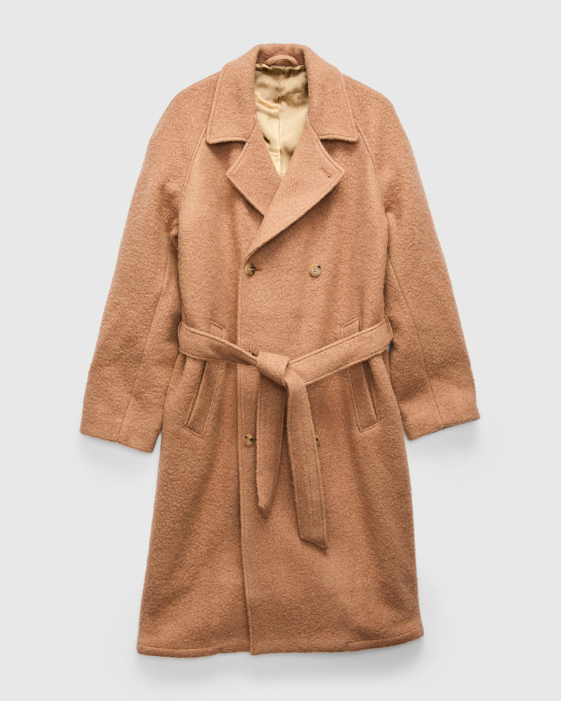 Grandad Coat in Wool Camel Ratine Cloth