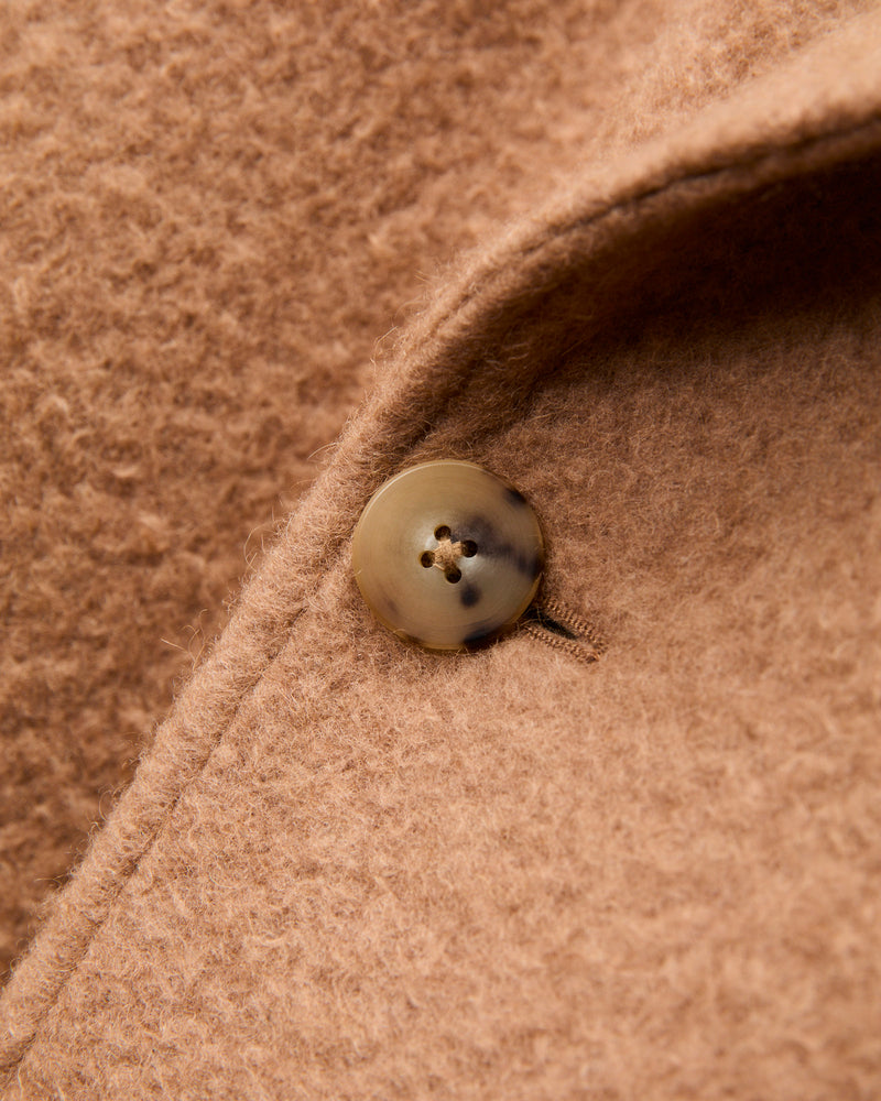 Grandad Coat in Wool Camel Ratine Cloth