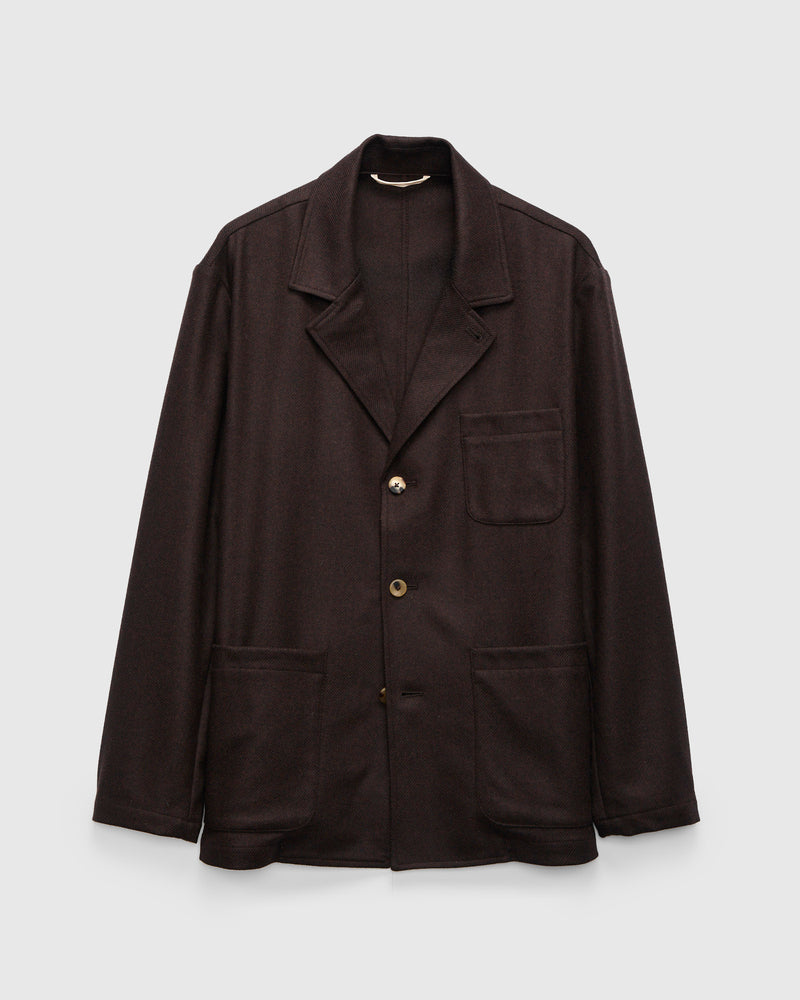 Traveler Jacket in Bark Brown Merino Lambswool Twill