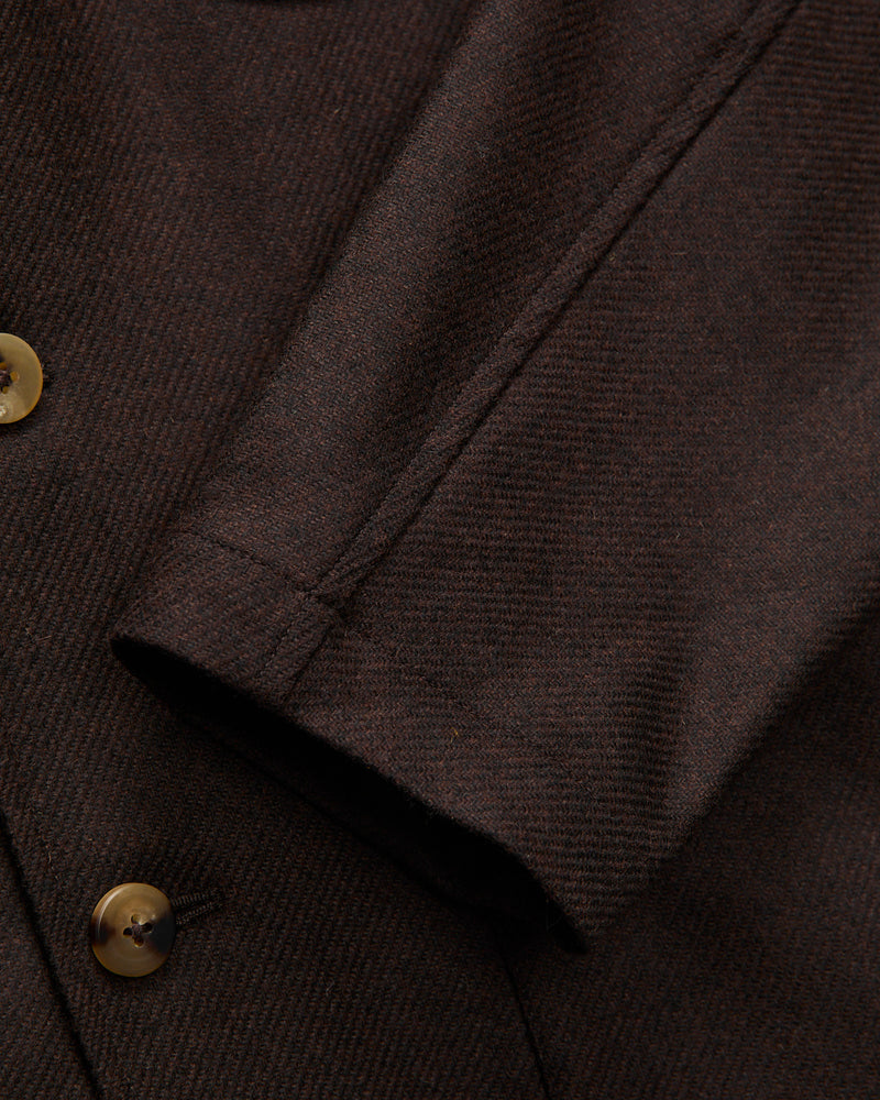 Traveler Jacket in Bark Brown Merino Lambswool Twill