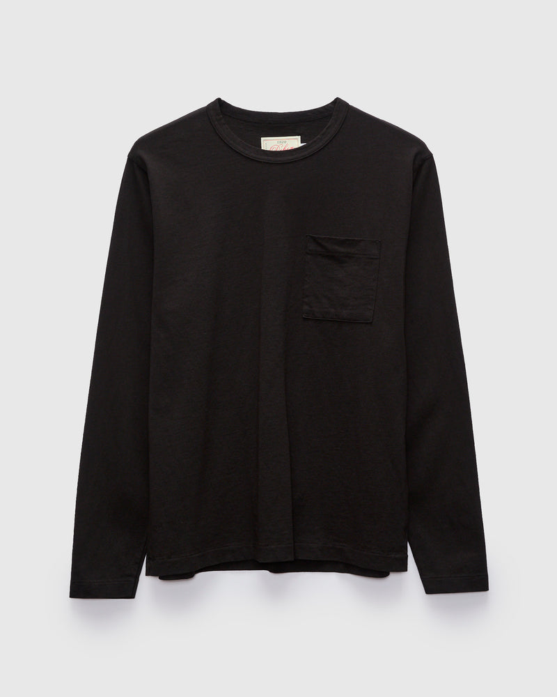 Heavy Duty Long Sleeve Pocket Tee in Black