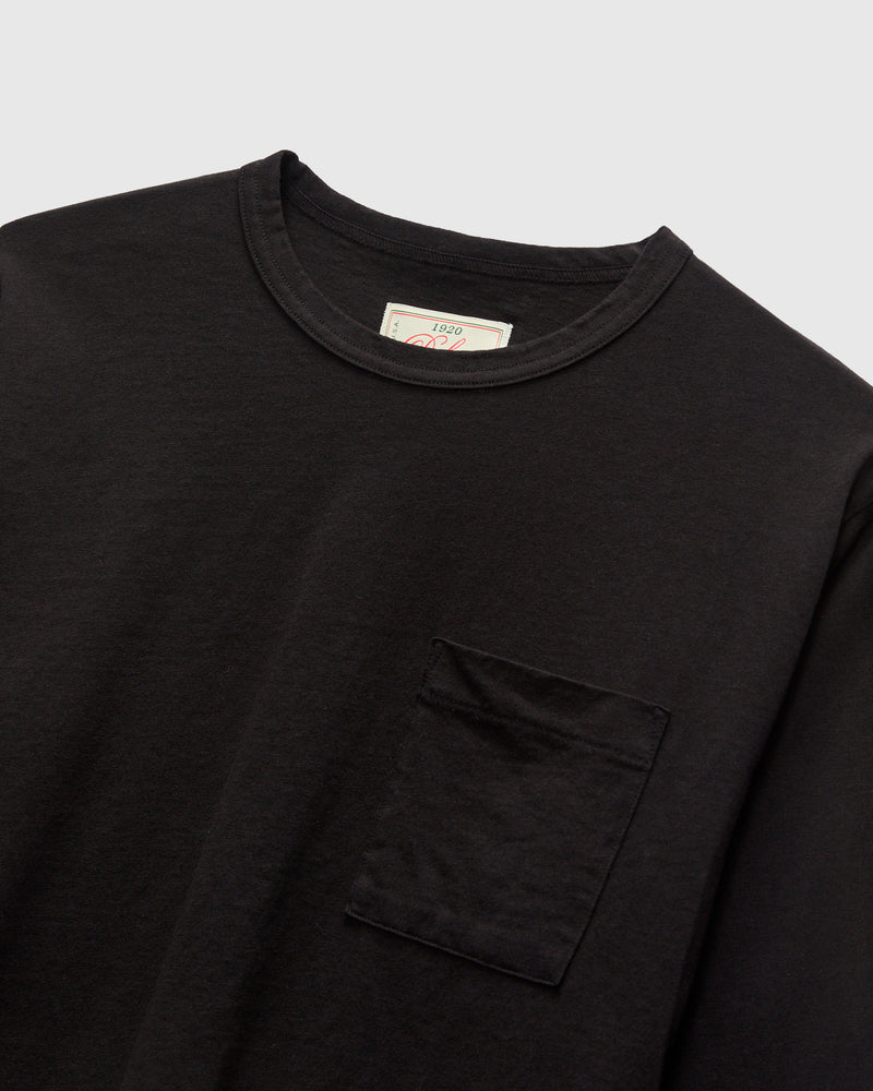 Heavy Duty Long Sleeve Pocket Tee in Black