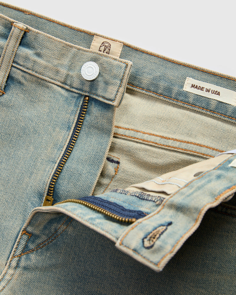 "Charlie" 14oz Washed Indigo Stretch Selvedge Denim - Hammer Straight