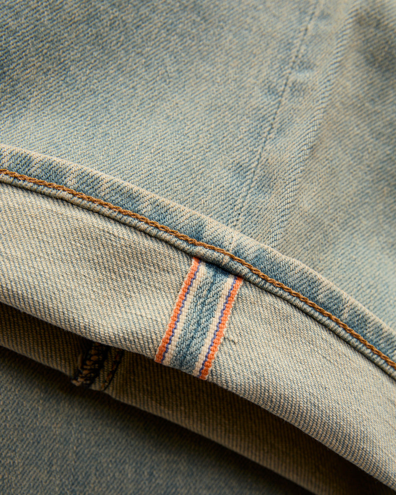 "Charlie" 14oz Washed Indigo Stretch Selvedge Denim - Hammer Straight