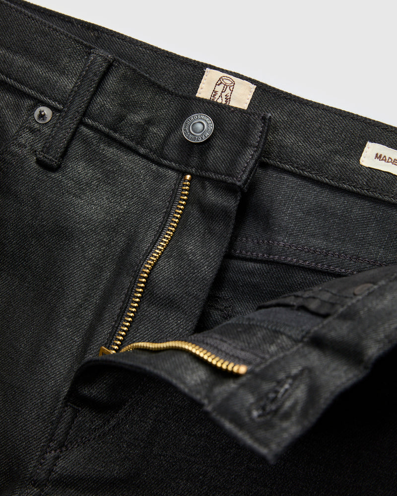 "Kerry" 14oz Black Coated Stretch Selvedge Denim - Hammer Straight