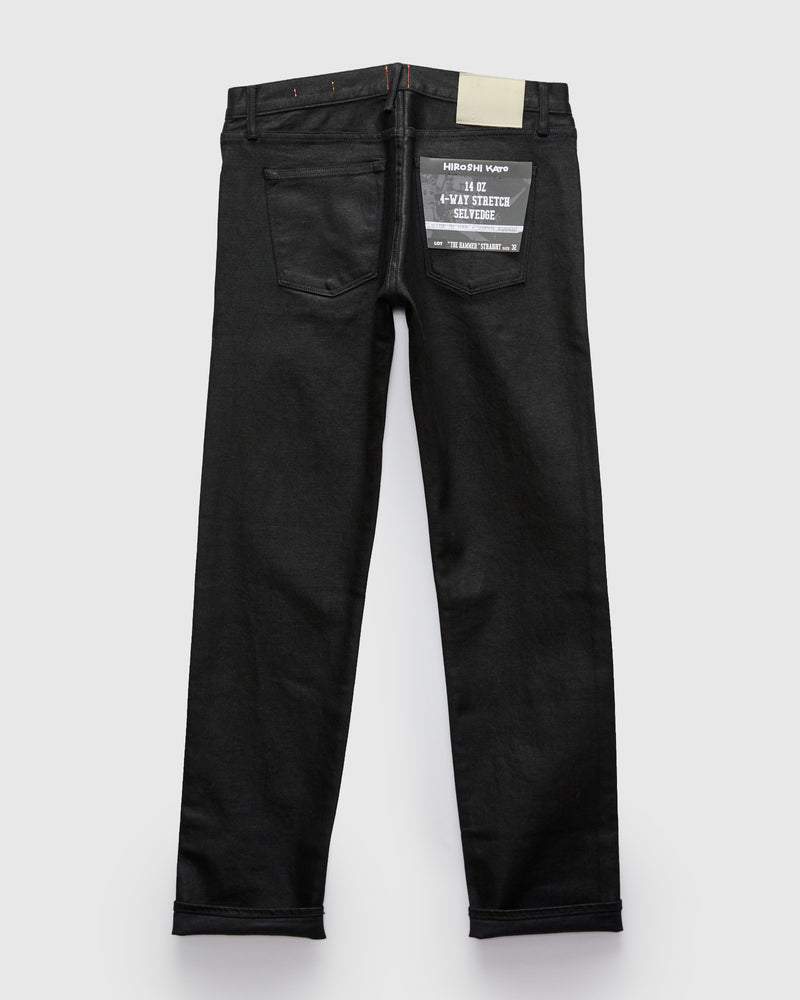 "Kerry" 14oz Black Coated Stretch Selvedge Denim - Hammer Straight