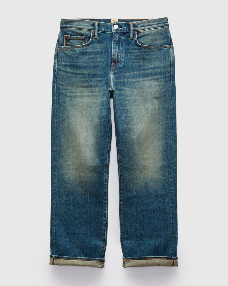 "Tom" 14oz Washed Indigo Stretch Selvedge Denim - Pail Loose Straight