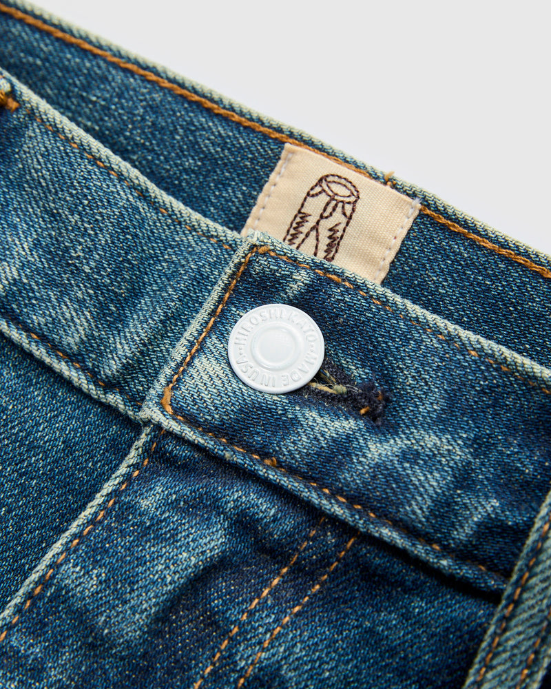 "Tom" 14oz Washed Indigo Stretch Selvedge Denim - Pail Loose Straight