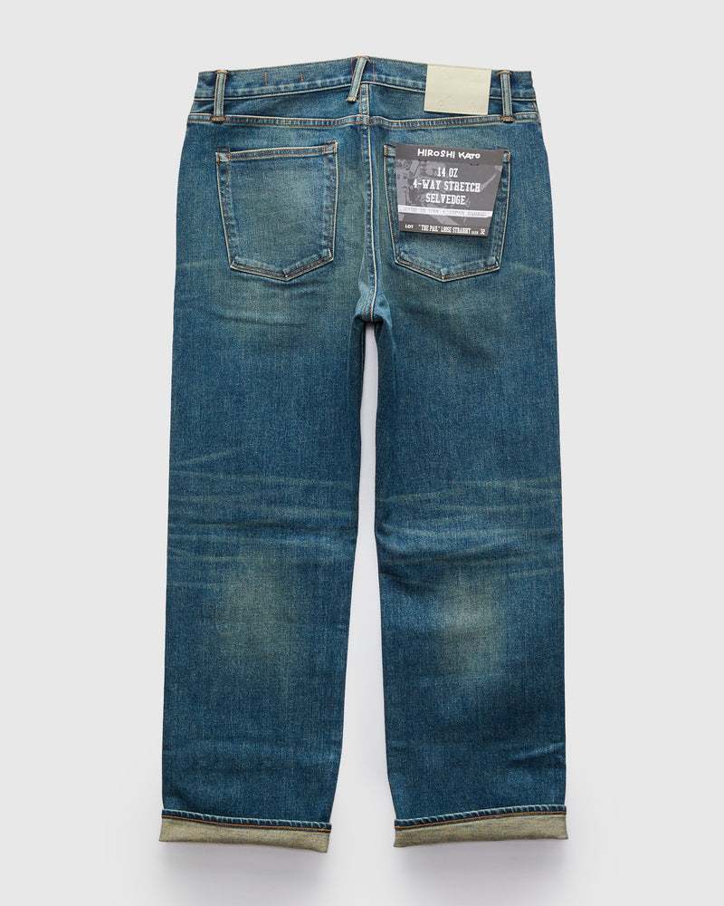 "Tom" 14oz Washed Indigo Stretch Selvedge Denim - Pail Loose Straight