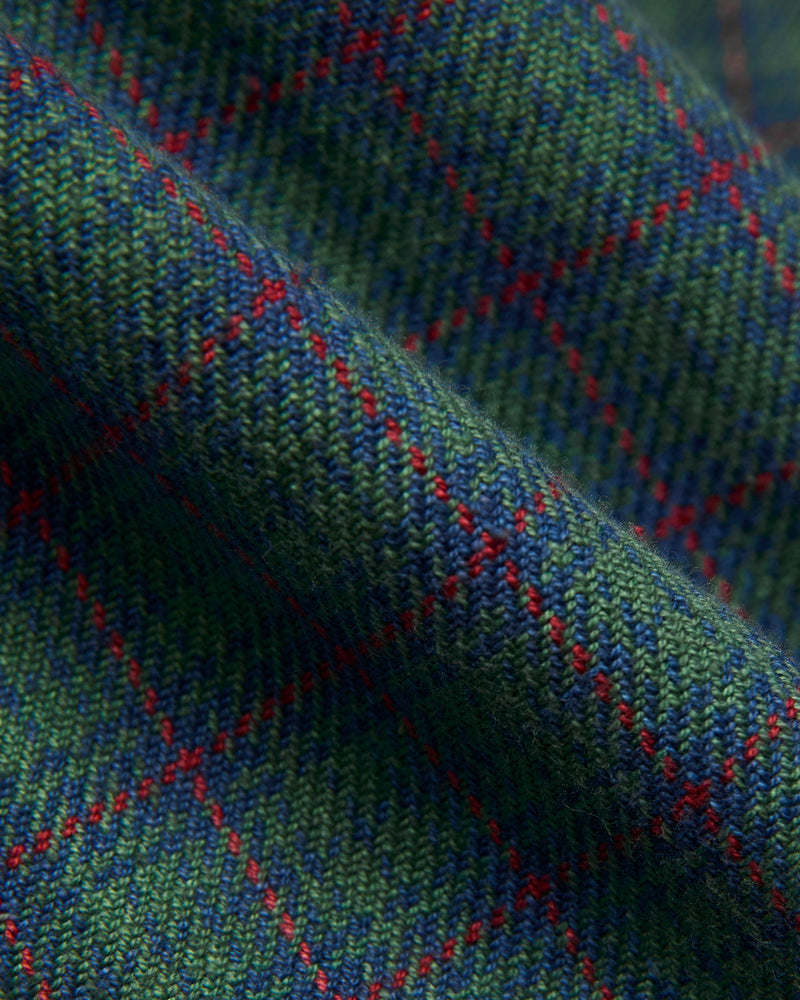 Handwoven Mini Check Rios Workshirt in Grass Indigo Madder Root Dye