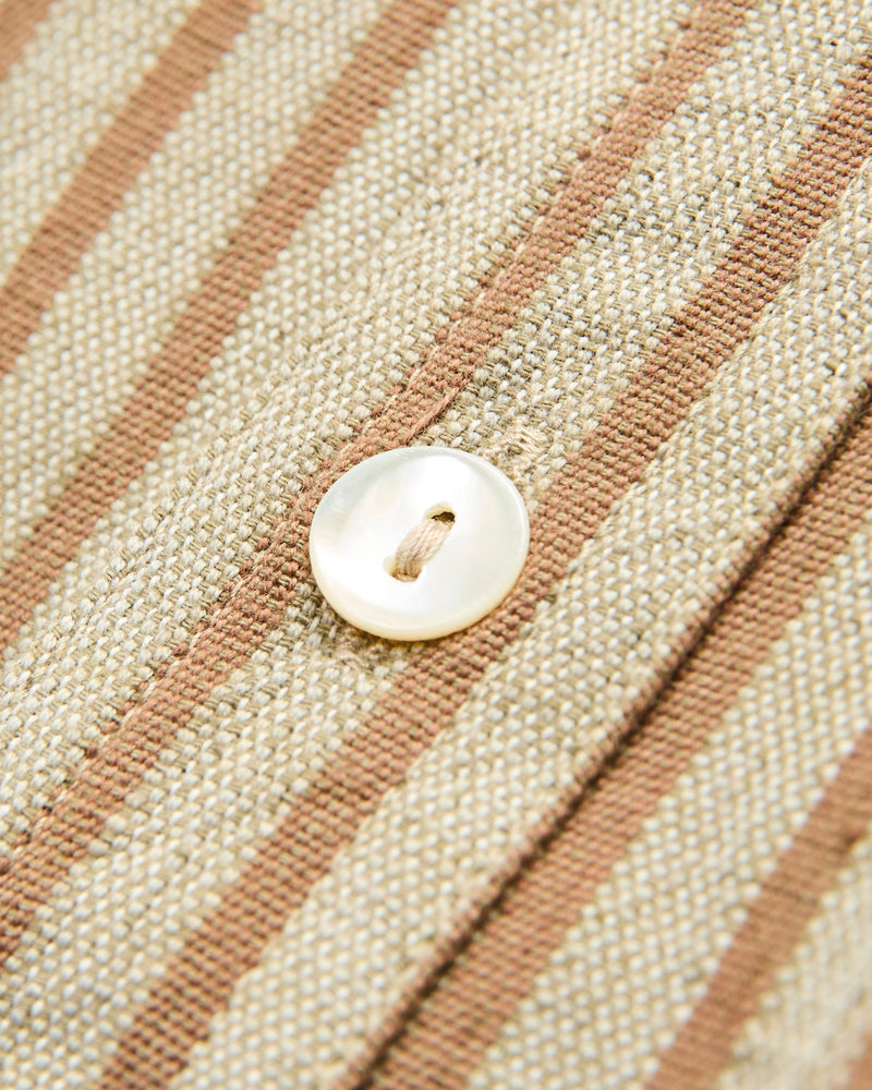 Handwoven Brook Shirt in Coyote Taupe Regimental Stripe