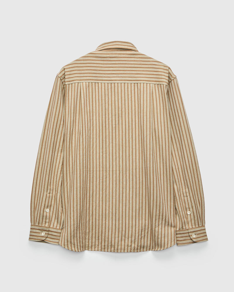 Handwoven Brook Shirt in Coyote Taupe Regimental Stripe