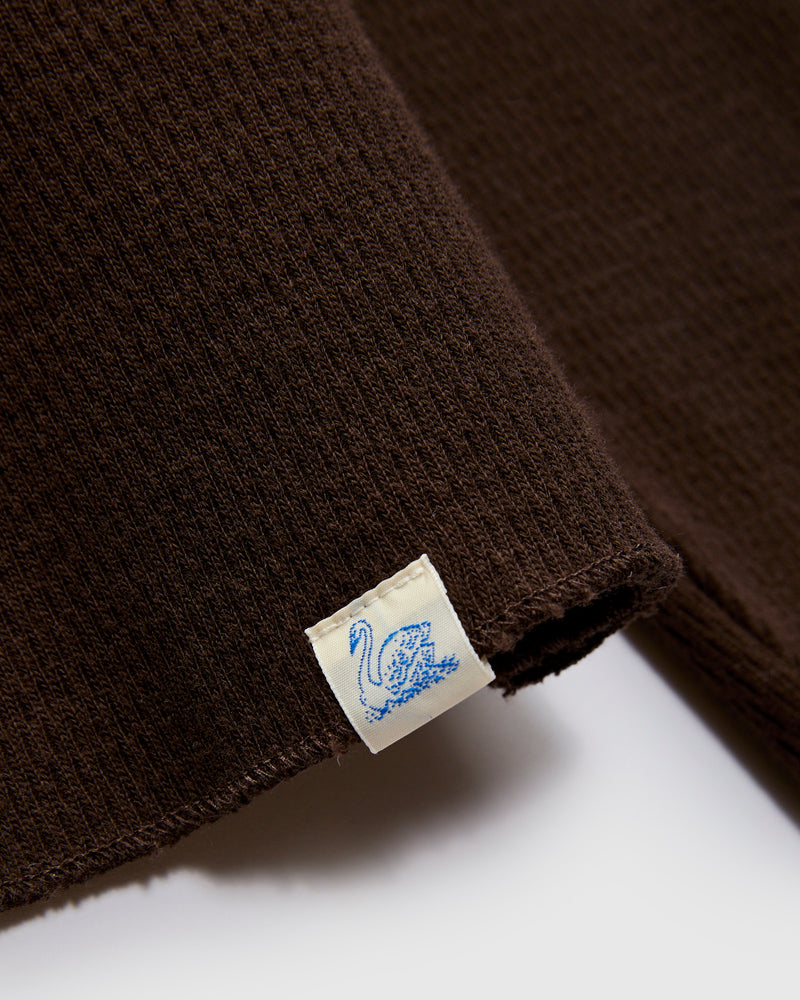 Diamond Thermal Long Sleeve Henley in Espresso